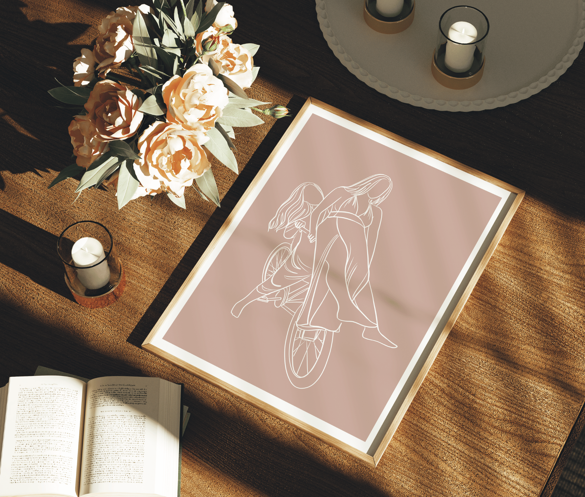 Custom Line Artwork with Solid Background Color
