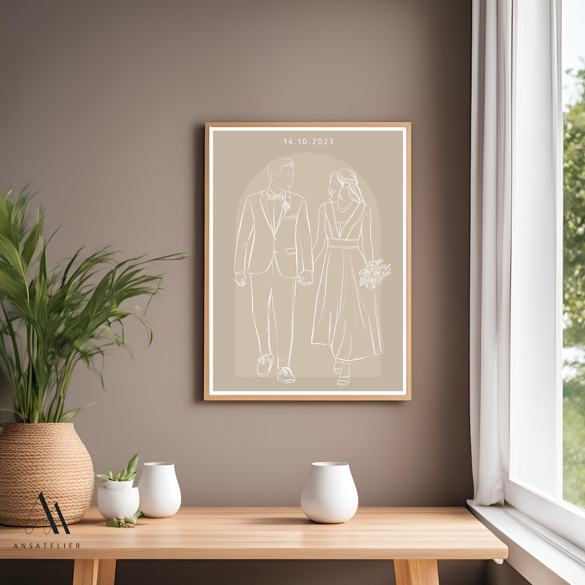 Custom Line Artwork with Arch Background